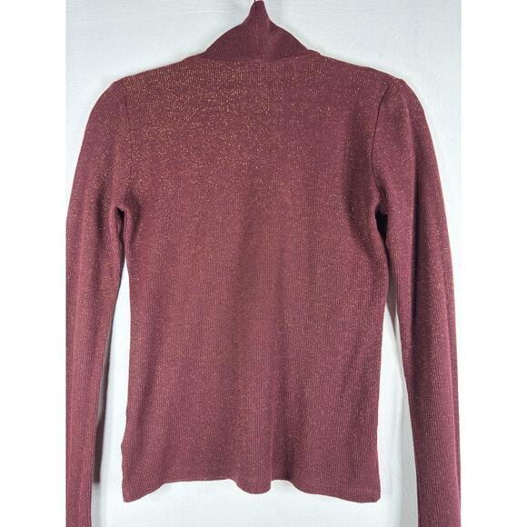 Express Shimmery Glitter Turtleneck Metallic Holiday Party Long Sleeve Top Sz S - Picture 3 of 6